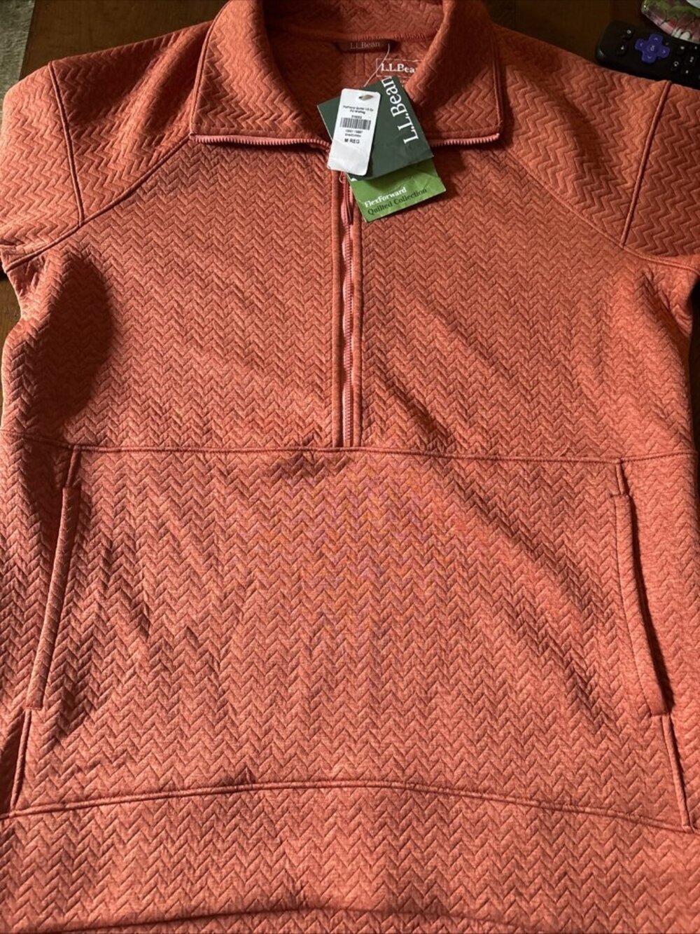 Ll Bean Burn Flex Forward Quilted Quarter Zip Pullover Size Medium NWT Coral
